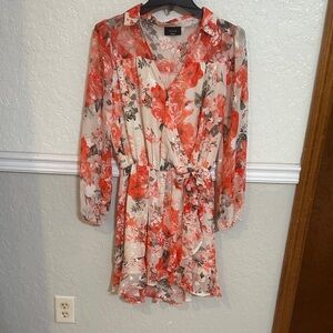 Vici Coral and White Floral Dress